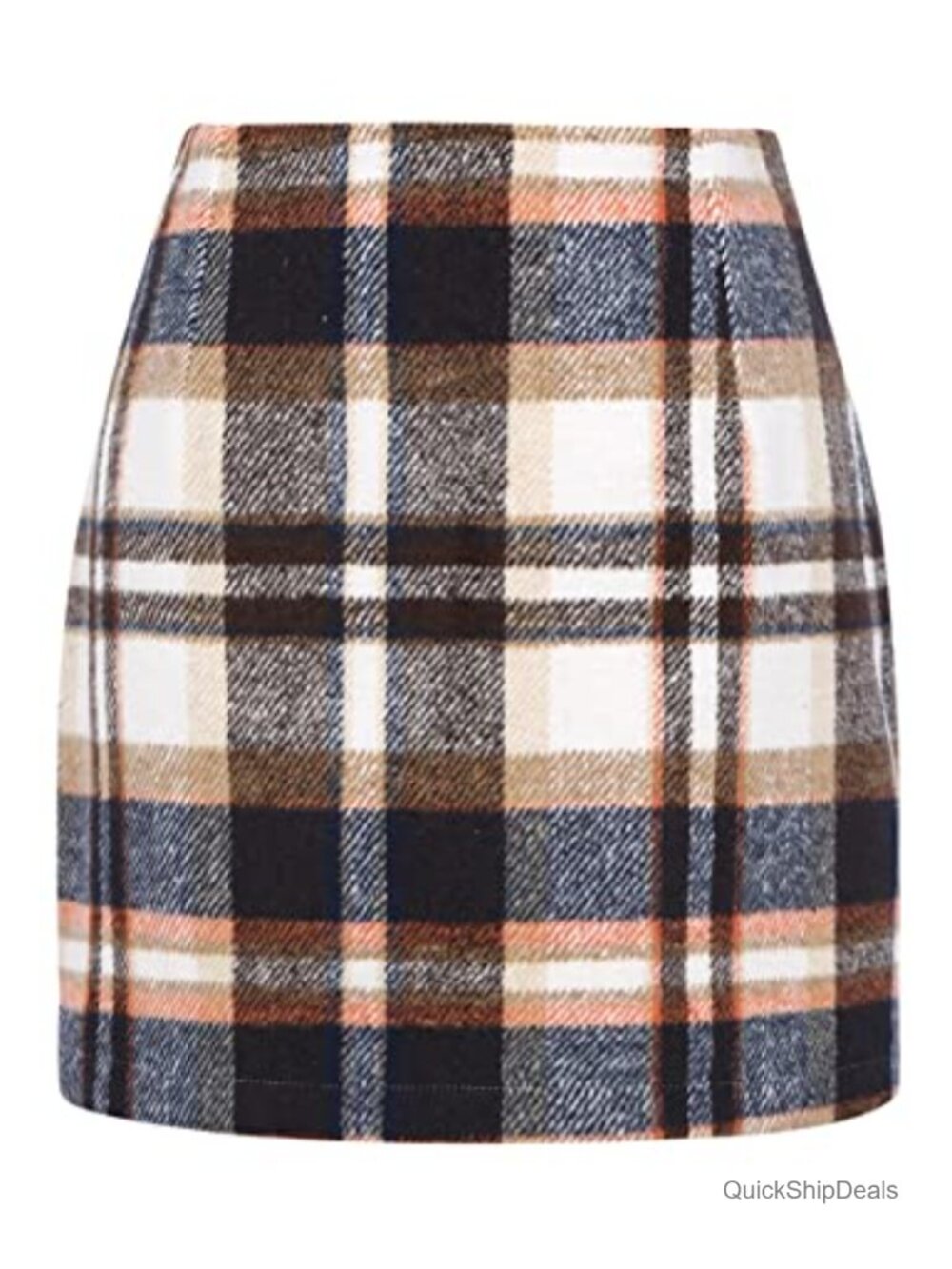 Womens High Waist Plaid Bodycon Pencil Wool Mini Skirt